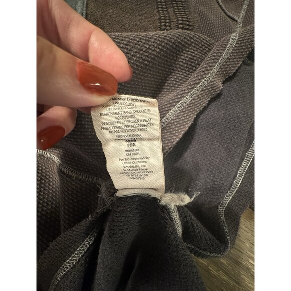 Free People Motor Cuff Button Waffle Thermal Top Shirt Brown S Y2K rock Grunge - Picture 8 of 9